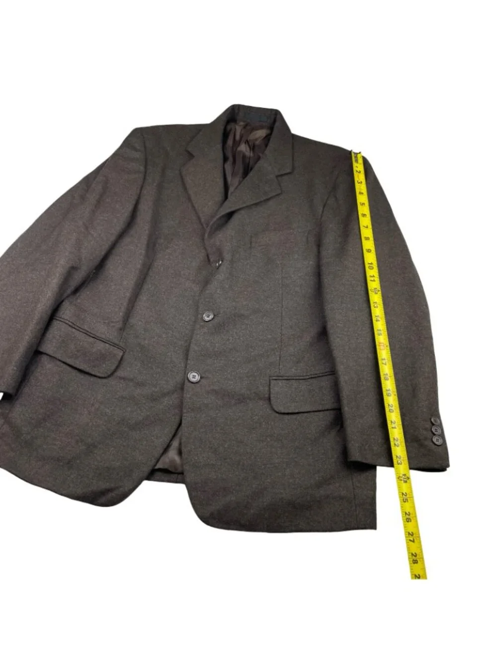 Marks & Spencer Men's Flannel Wool 3-Button Suit Brown • Italy • 42S | 34x29